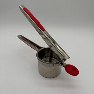 Bellemain Stainless Steel Potato Ricer Red Silicone Handles Heavy Duty Masher